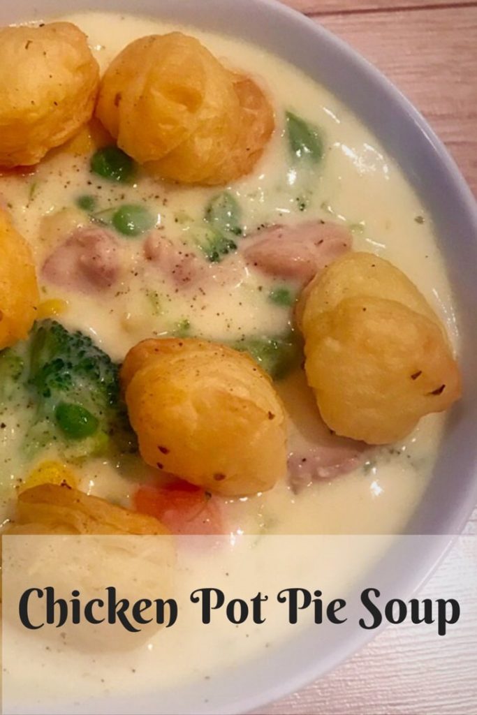 Pinterest style image of chicken pot pie