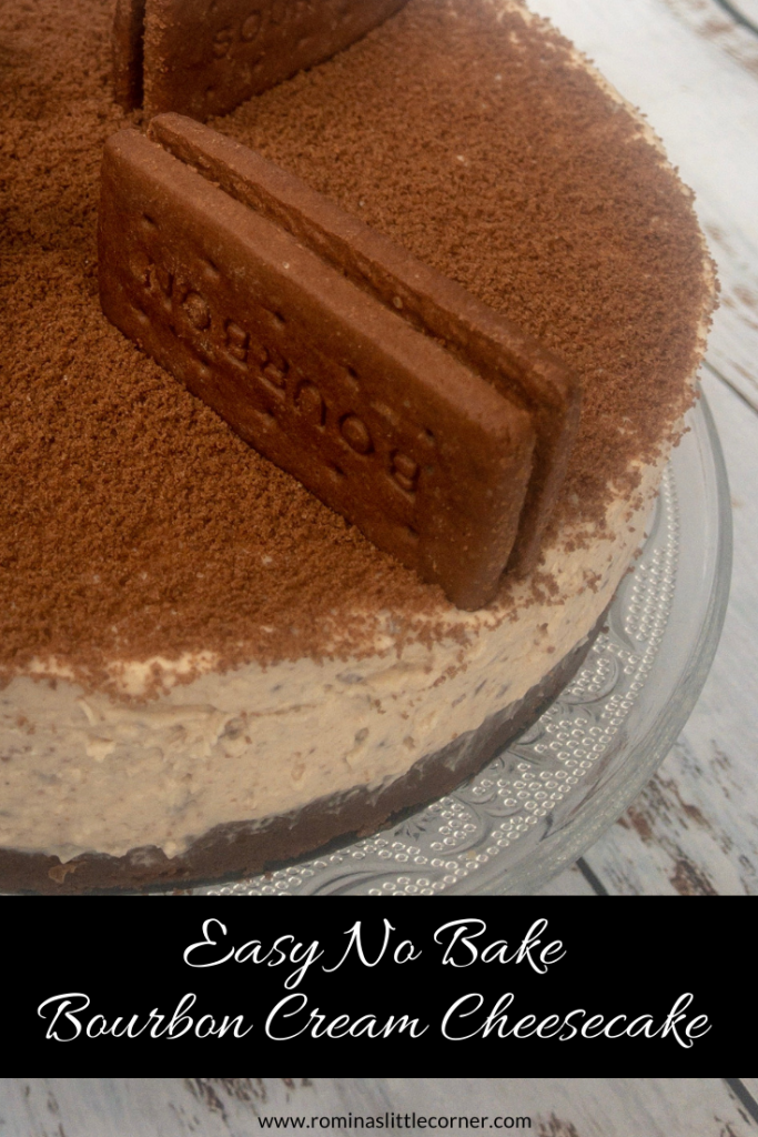 Pinterest image for no bake bourbon cheesecake