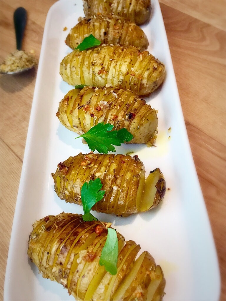 Garlic and Rosemary hassleback potatoes