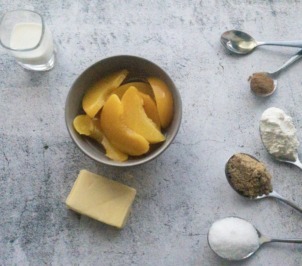 Ingredient shot for upside down peach cake