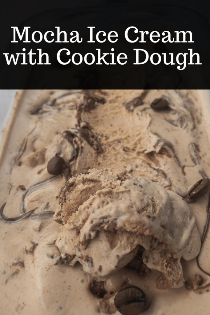 Pinterest image for mocha and cookie dough ice cream
