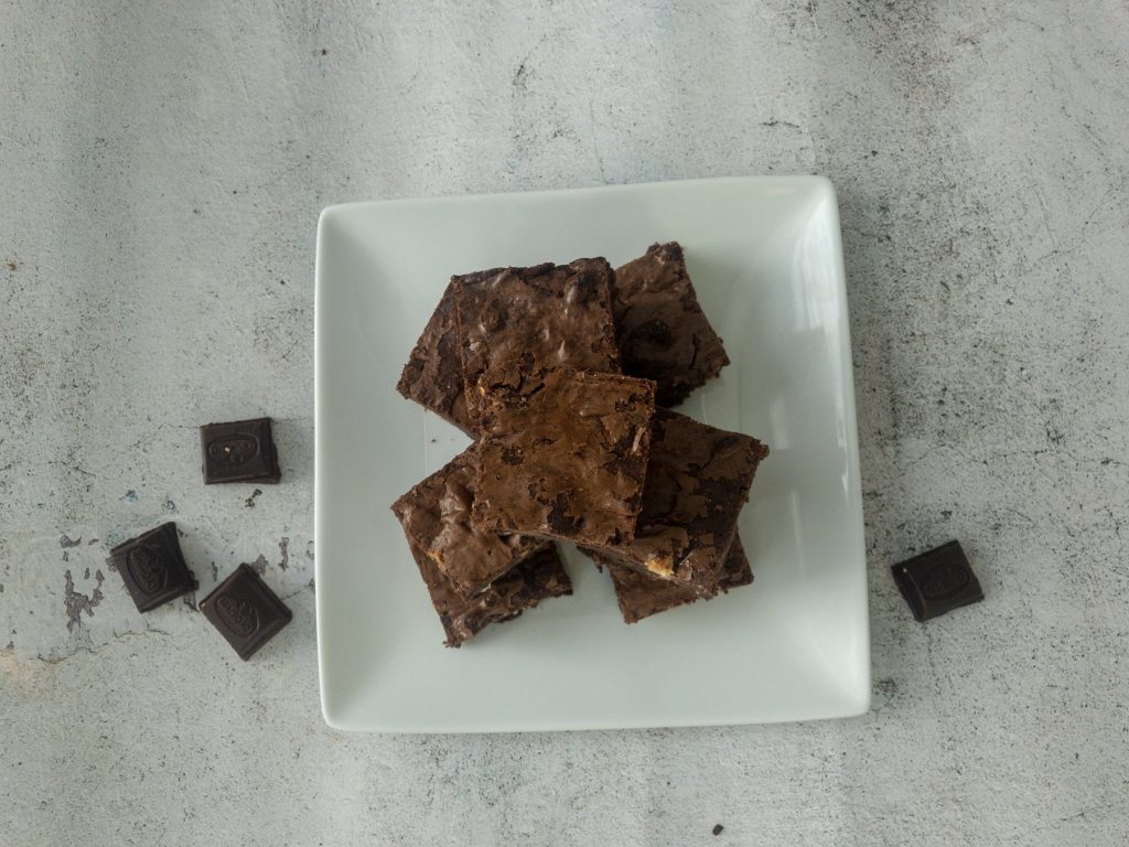 Aerial View of the brownies showing the crackling on the top