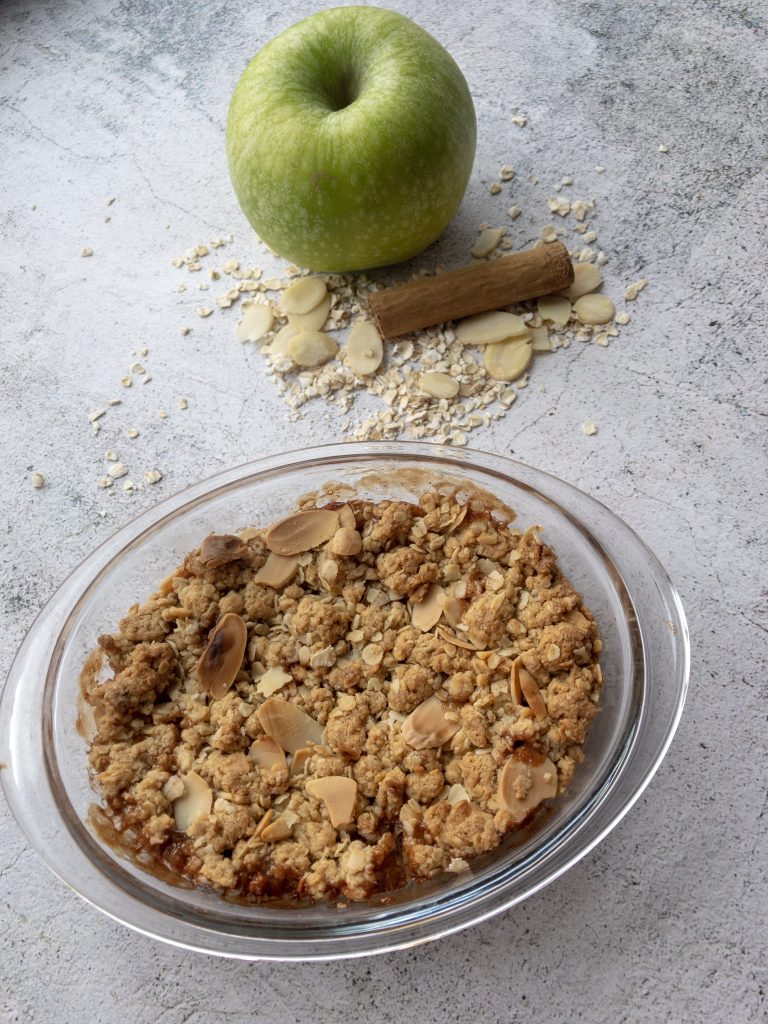 Gluten free apple and cinnamon crumble