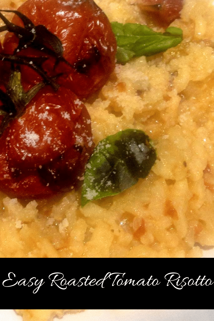 Pinnable image for roasted tomato risotto