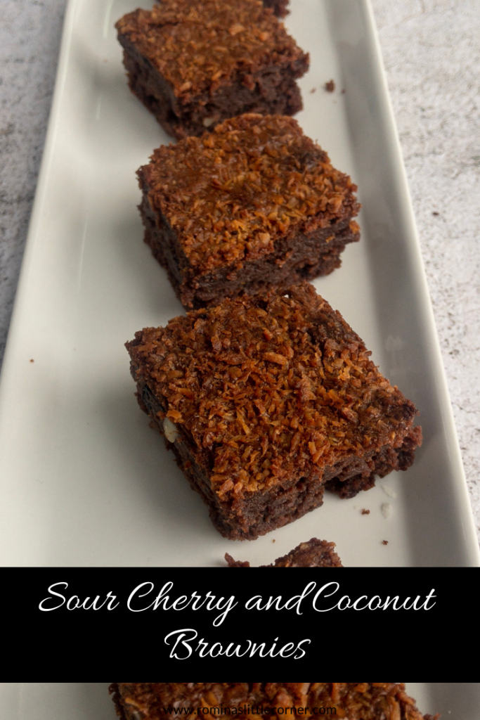 Sour cherry and coconut brownies