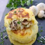 Mushroom stuffed potato cakes