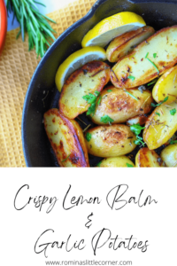 Lemon Balm and Garlic Potatoes Recipe Pin